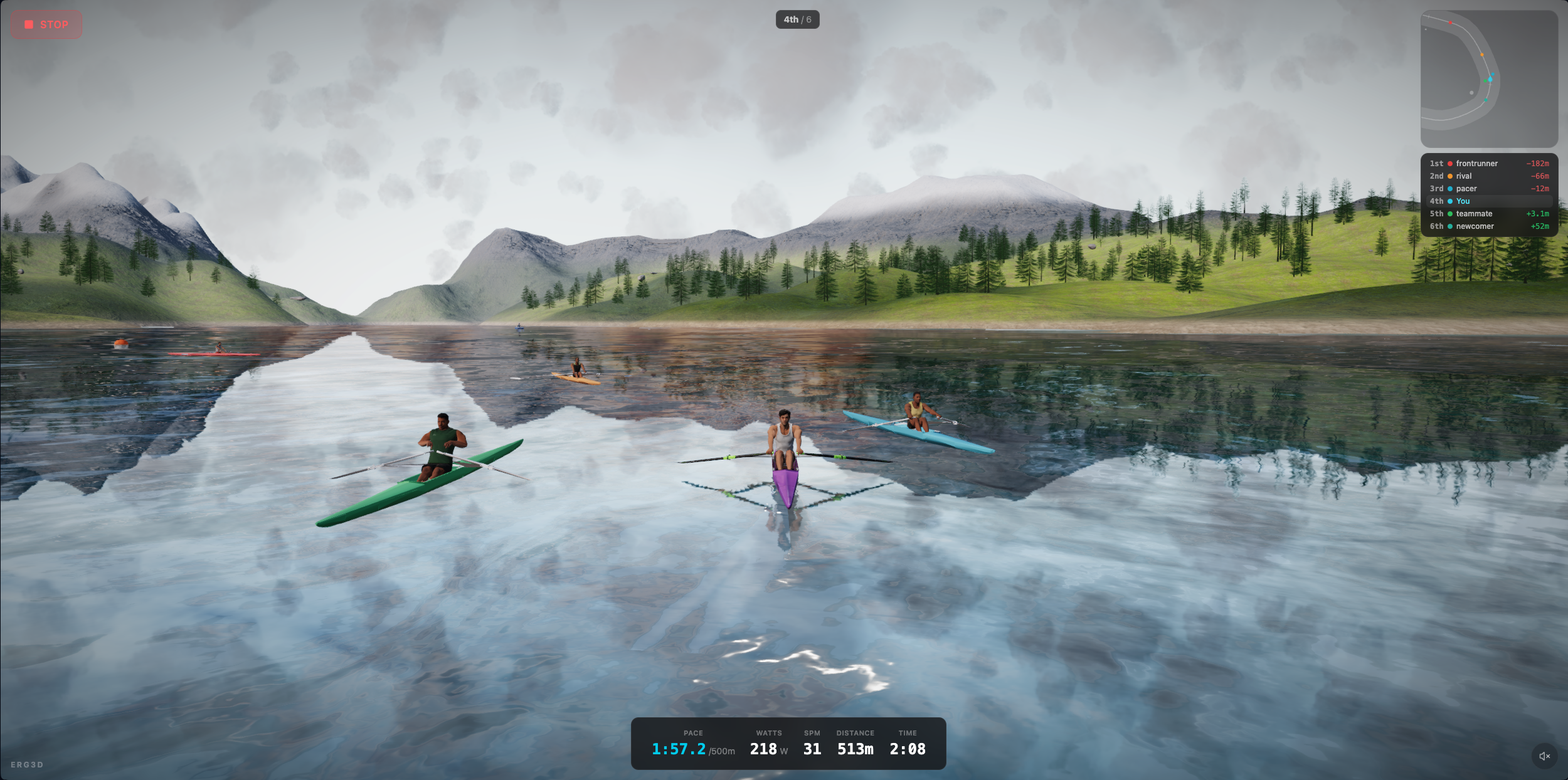 Mountain lake course in calm weather with reflective water